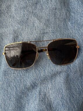 Cartier CT0084S Gold Rectangular Sunglasses Purple Tint 60-18 Made in France